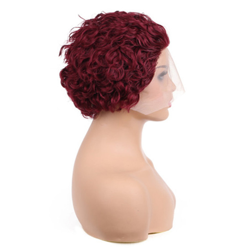 Human Hair Curly Wig T Part Pixie Cut Wigs - 图片 3